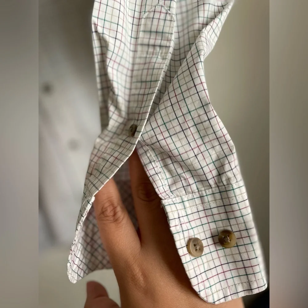 Wrangler George Strait Men's White multicolor Checkered Button Down Shirt size M